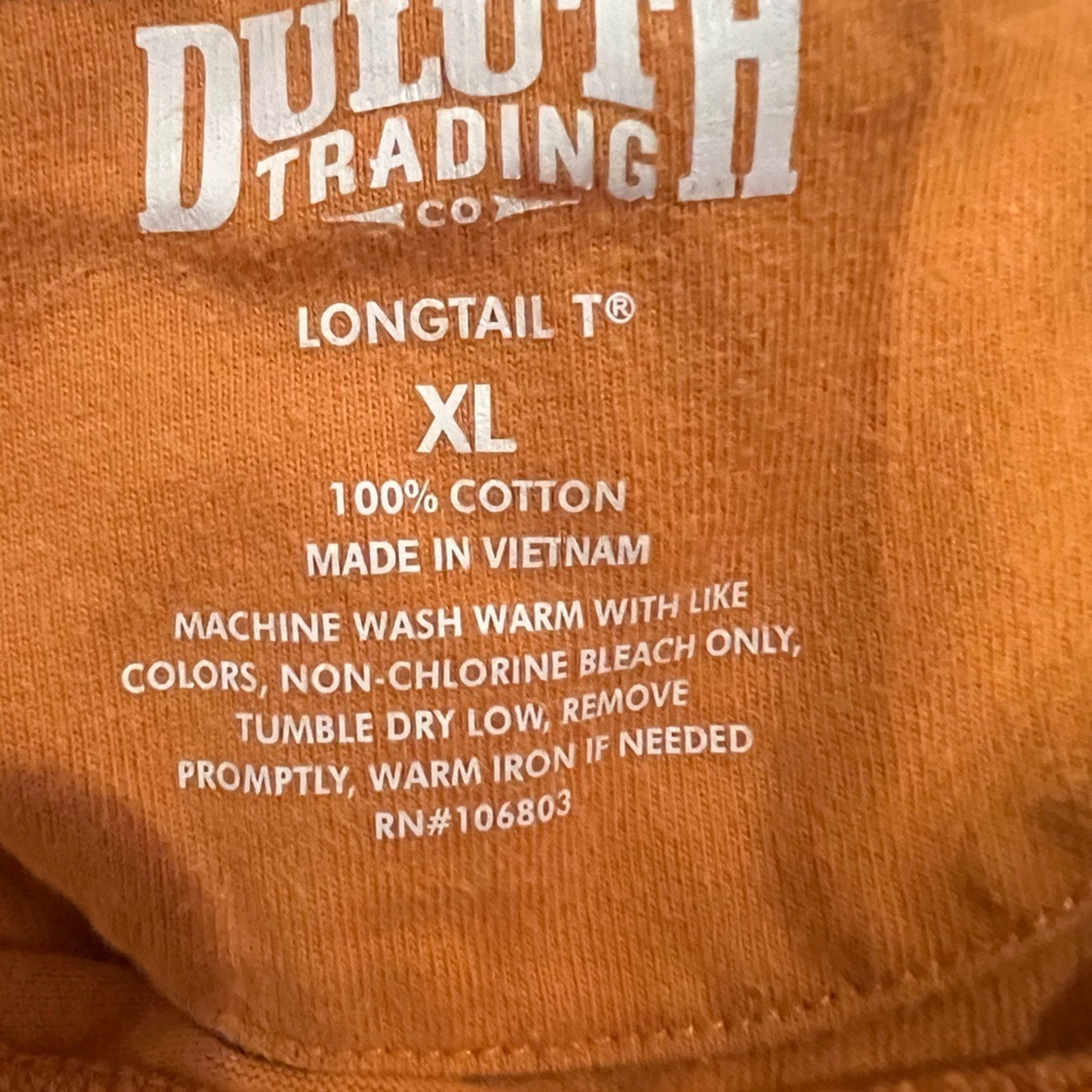 Duluth Trading Co Men's Orange Long Sleeve LongTail Tee Shirt, size XL, GUC - Picture 5 of 7